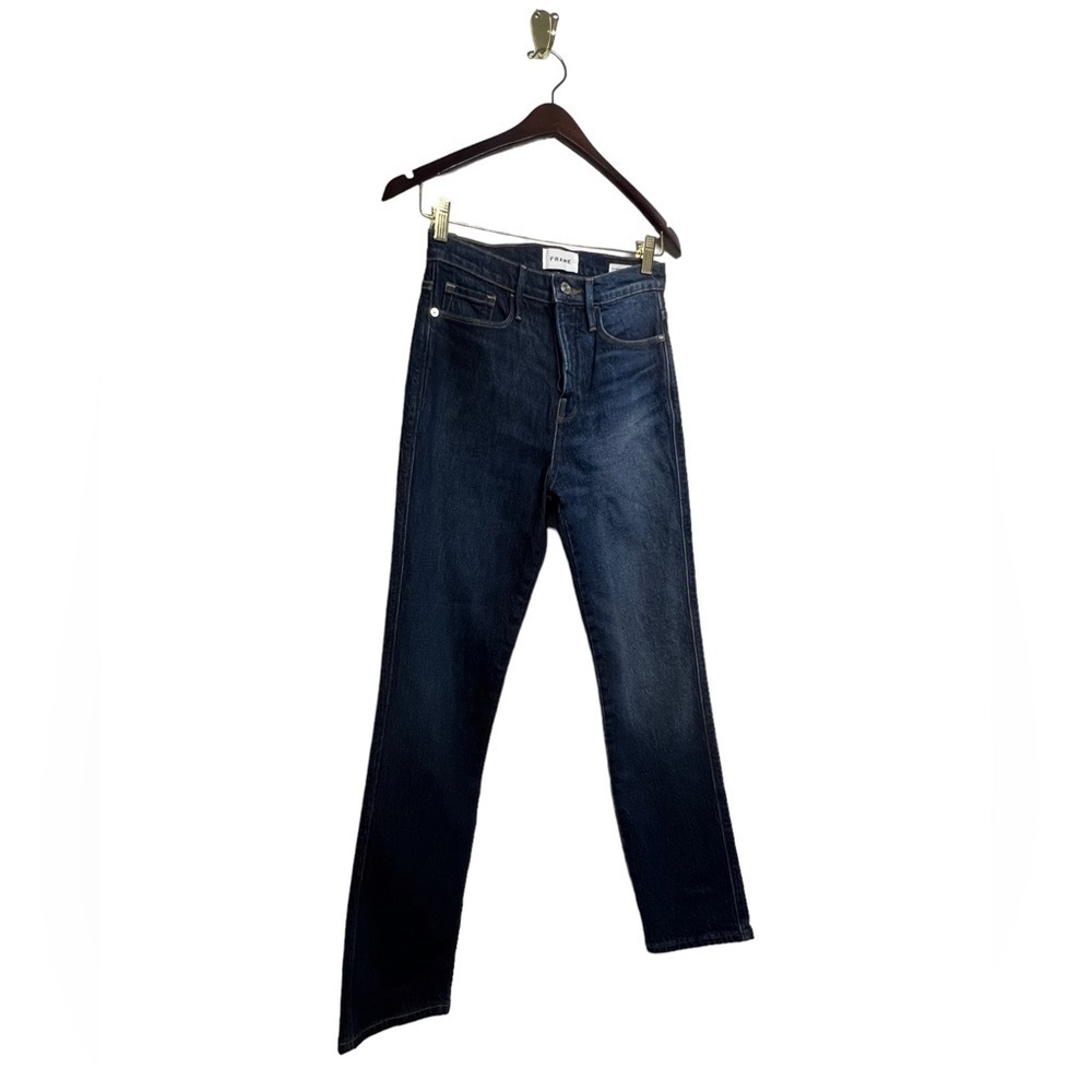 FRAME Blue Le Sylvie Slender Indigo Combo Straight Jean 25 - Picture 7 of 12